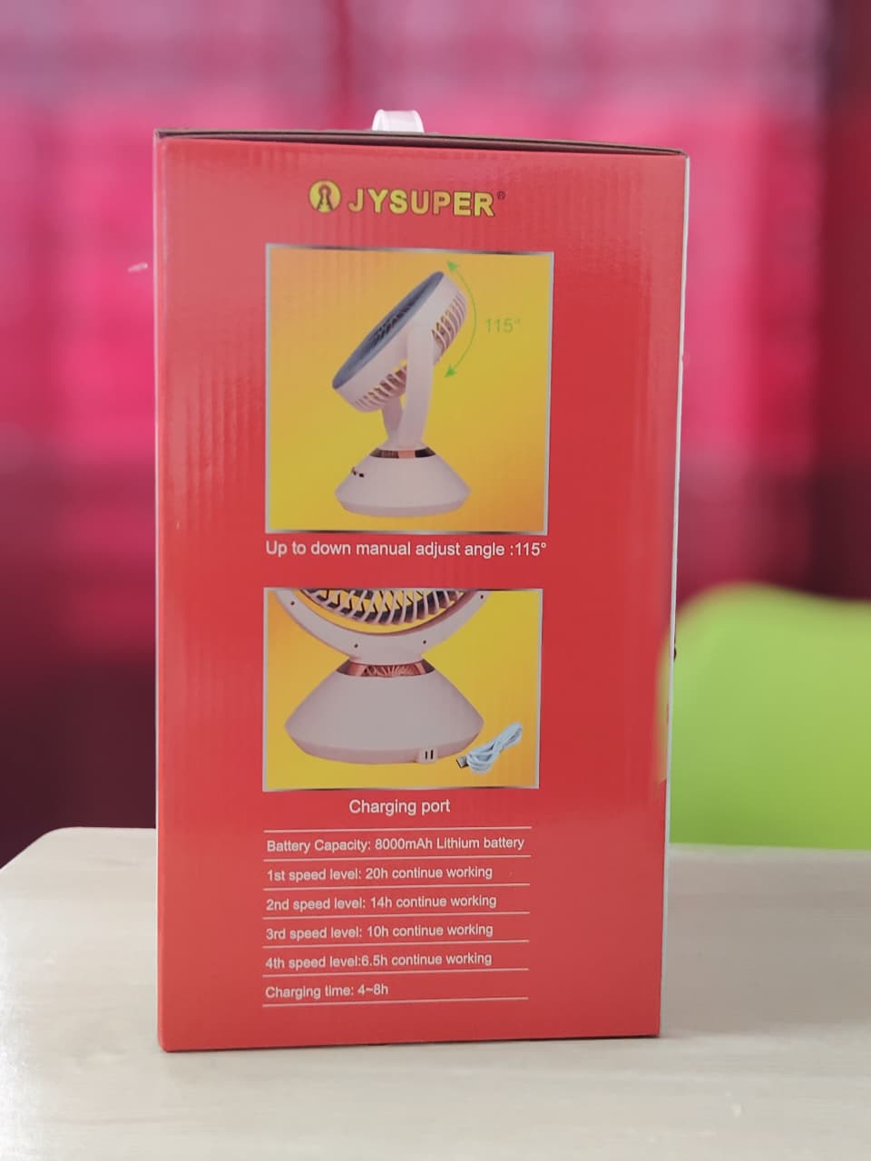 Joy Super JY-2570 rechargeable table fan - Image 3